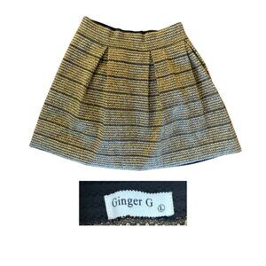 Ginger G Striped Pleated A-Line Skirt